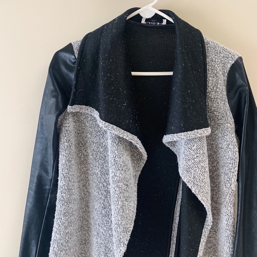 Vintage leather sleeve cardigan